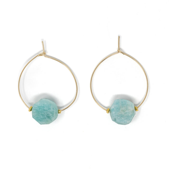 Gold & Amazonite Stone Hoop