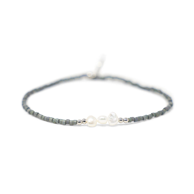 Denim w/ Pearls & Silver Stretch