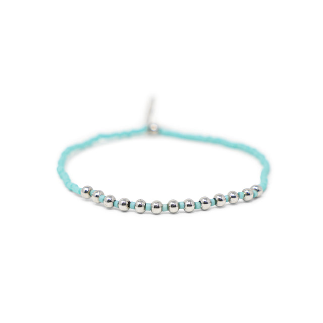 Pacifica Teal & Silver Alternating Stretch Bracelet