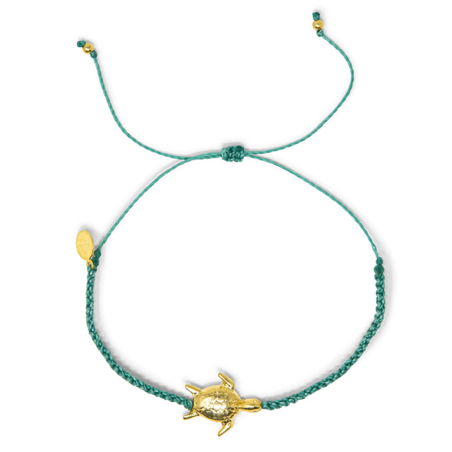Secret Garden Macrame & Gold Turtle Charm Anklet