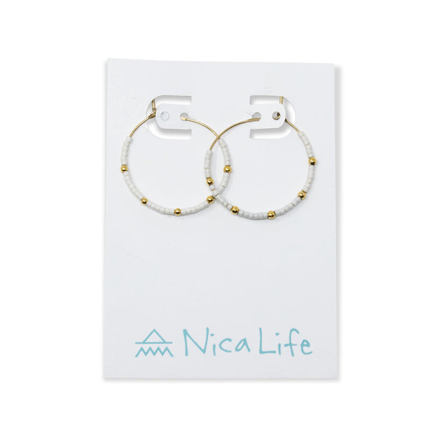 White & Gold Hoops