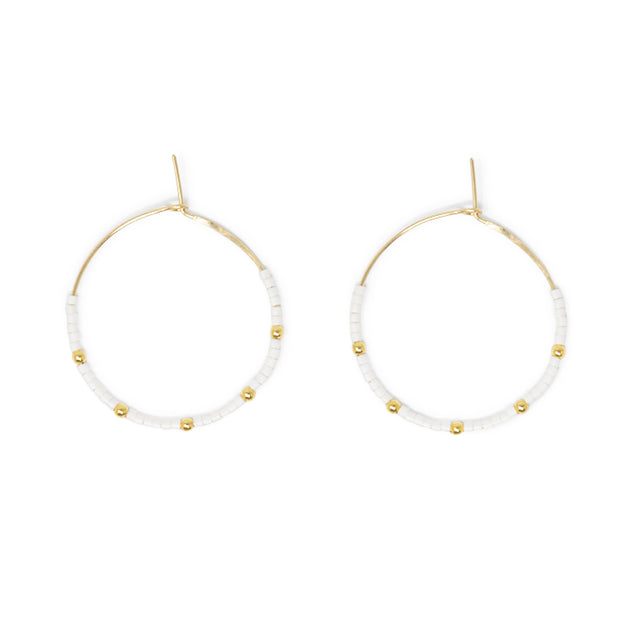 White & Gold Hoops