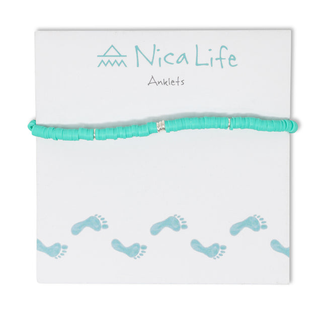 Teal w/ Silver Cali Surfer Anklet