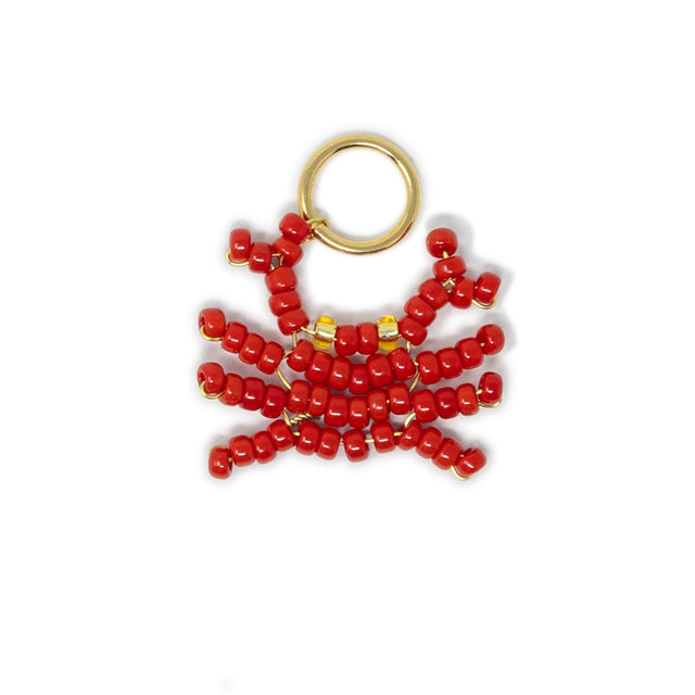 Beaded crab charm for charm bracelet or necklace on white