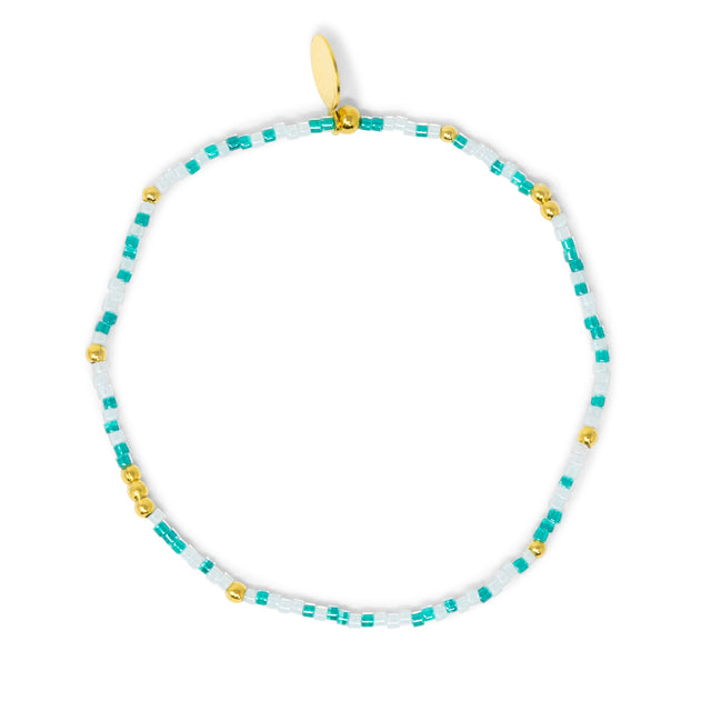 Sea Green, Sea Mist & Gold Stretch Bracelet