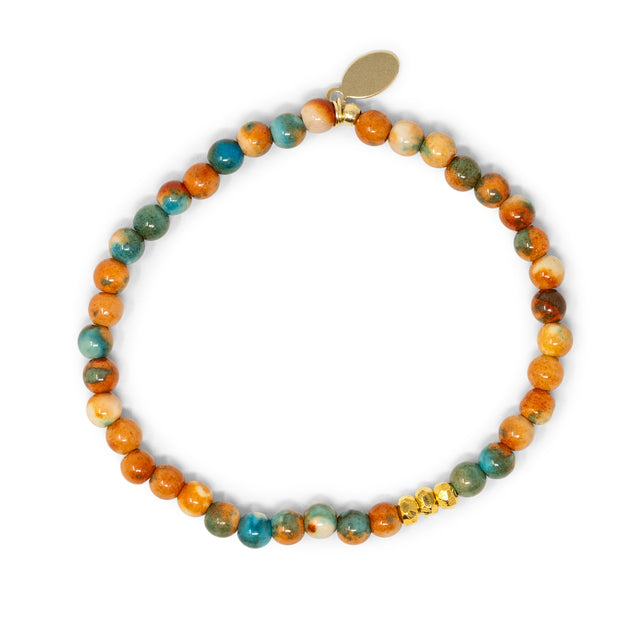 Jade Stretch Bracelet - Coral & Aqua