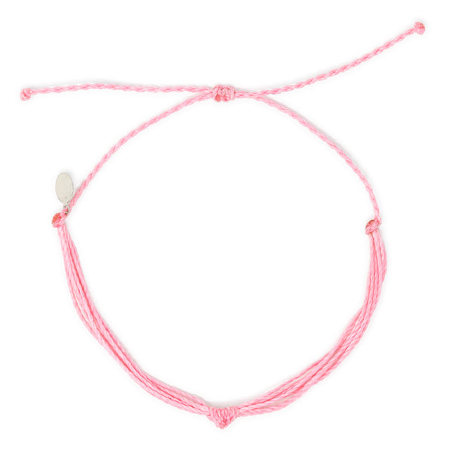 Bright pink string knot anklet top view