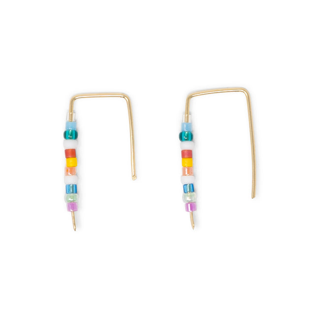 Simple Seed Bead Bar Earrings Carnival & Gold