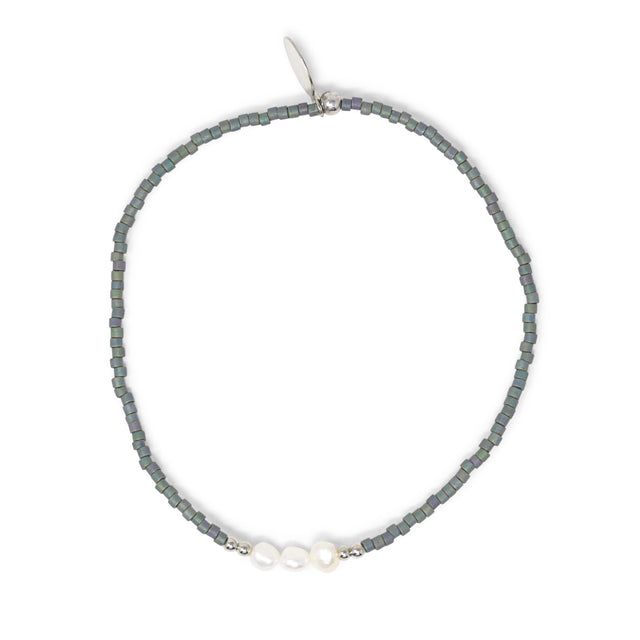 Denim w/ Pearls & Silver Stretch