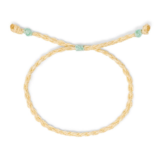 Men's Rope Braid Bracelet- Cream w/ Aqua Details