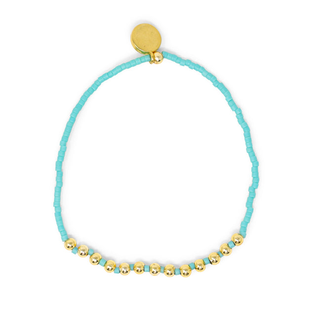 Pacifica Teal & Gold Alternating Stretch Bracelet