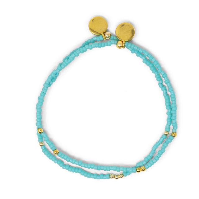 Teal & Gold Stretch Bracelet