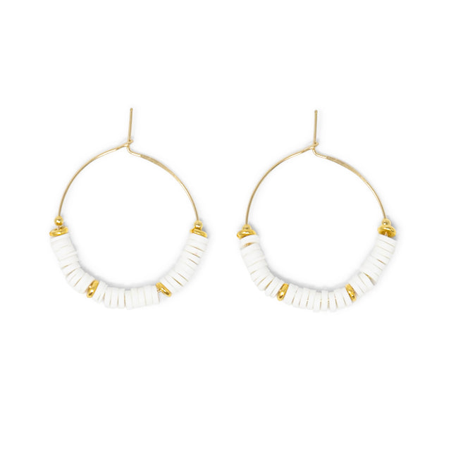 Cali Surfer White & Gold Hoops