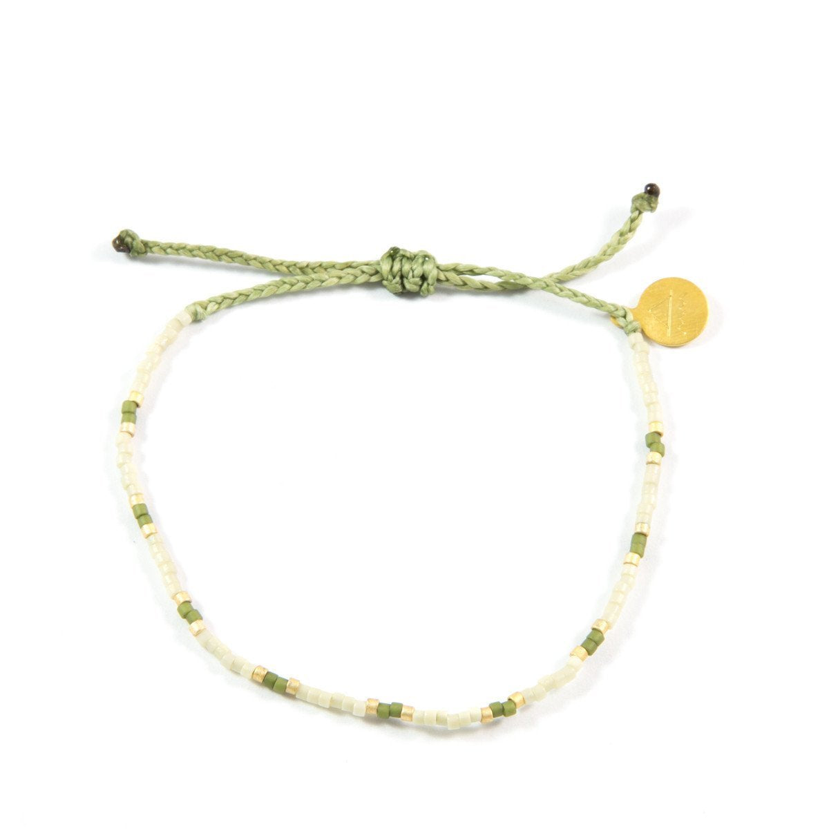 Olive & Gold Two Tone Dot Beaded Bracelet