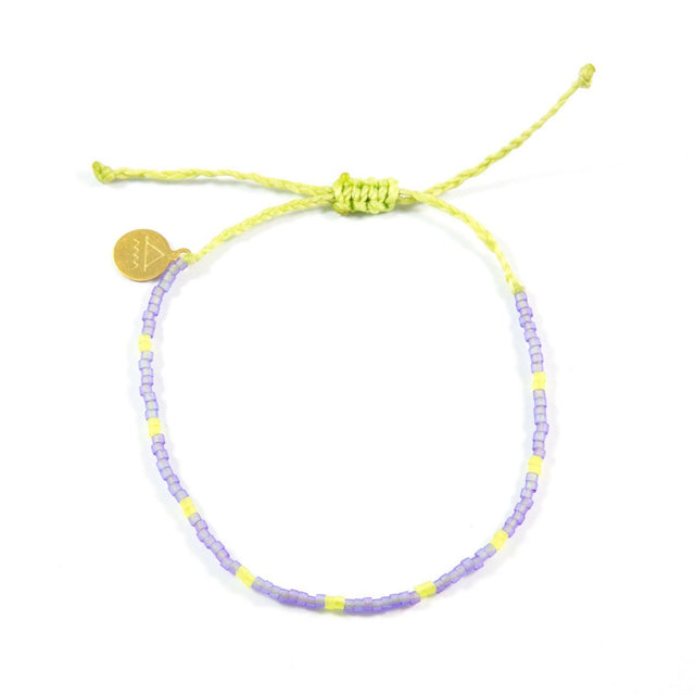 Sea Glass Purple & Neon Green Pattern Beaded Bracelet