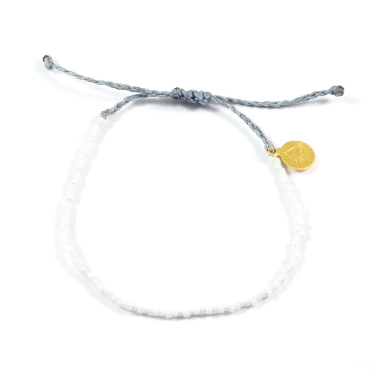 Denim & White Beaded Simple Bracelet