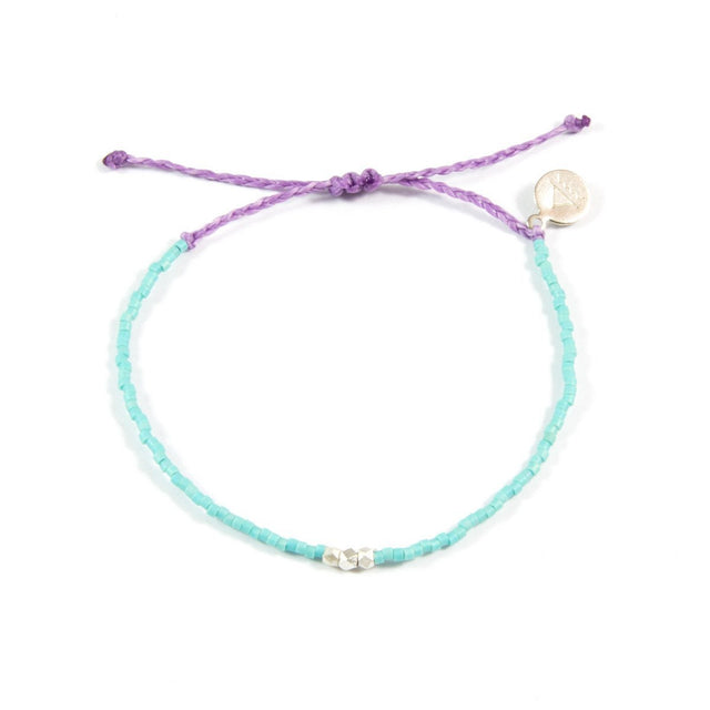 Teal & Plum Silver Bead Bracelet