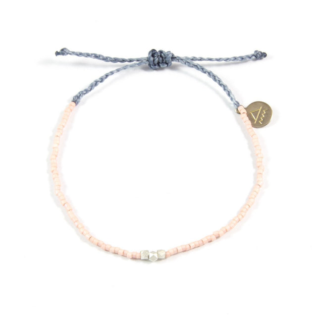 Coral & Denim Silver Bead Bracelet