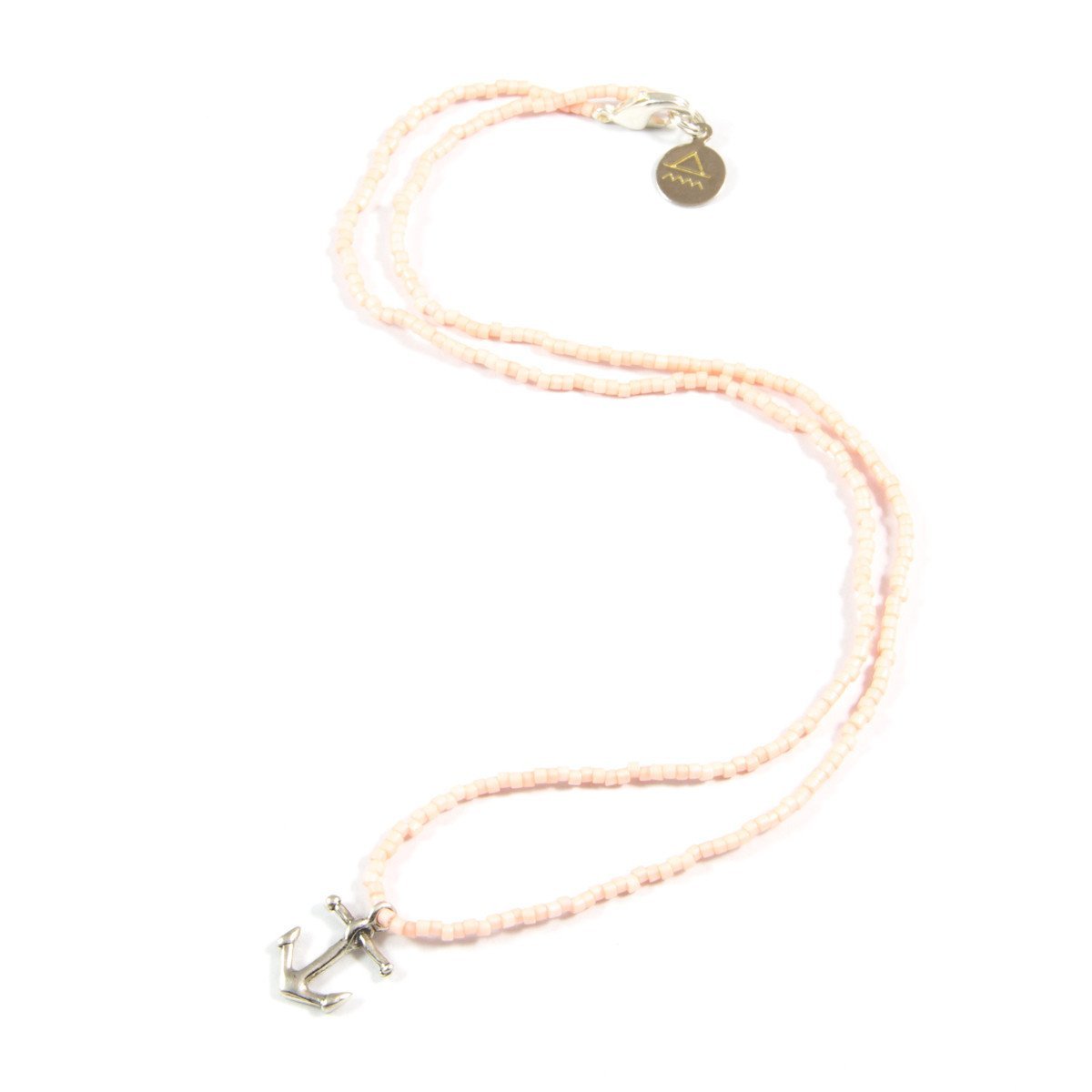 Coral Anchor Tiny Charm Necklace in Silver