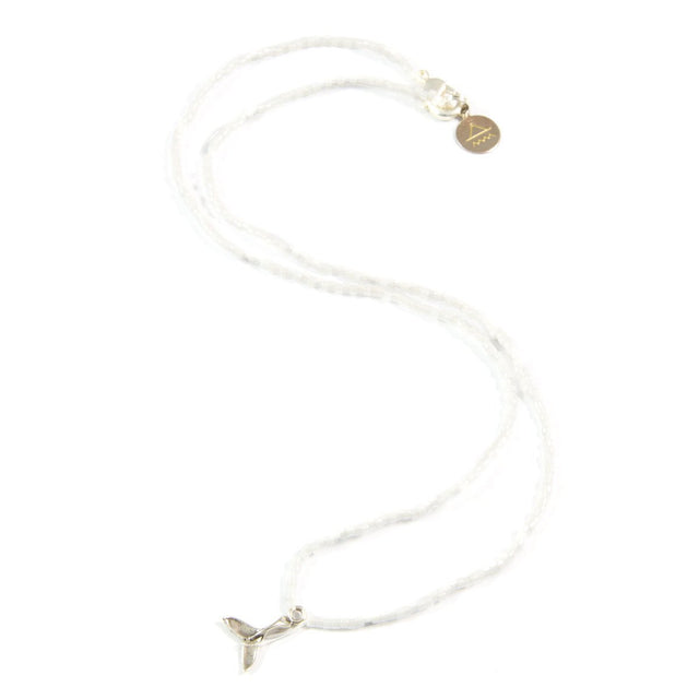 White Mermaid Tail Tiny Charm Necklace in Silver