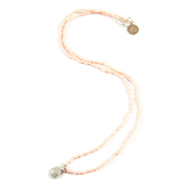 Light Coral Pineapple Tiny Charm Necklace in Silver