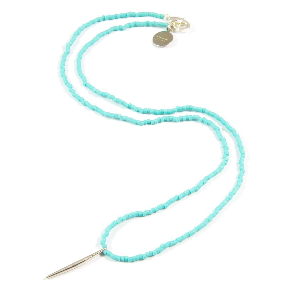 Teal Spike Necklace in Silver