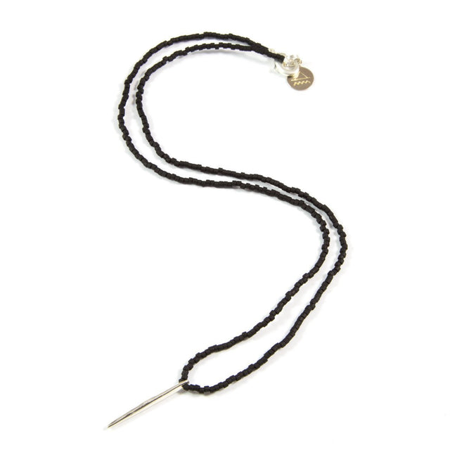 Black Spike Necklace in Silver