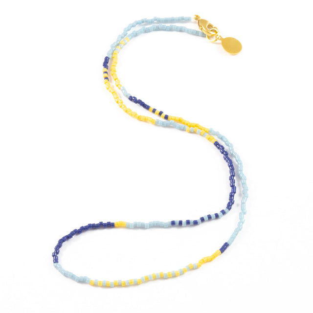 Blues & Sunflower Boho Pattern Wanderlust Necklace