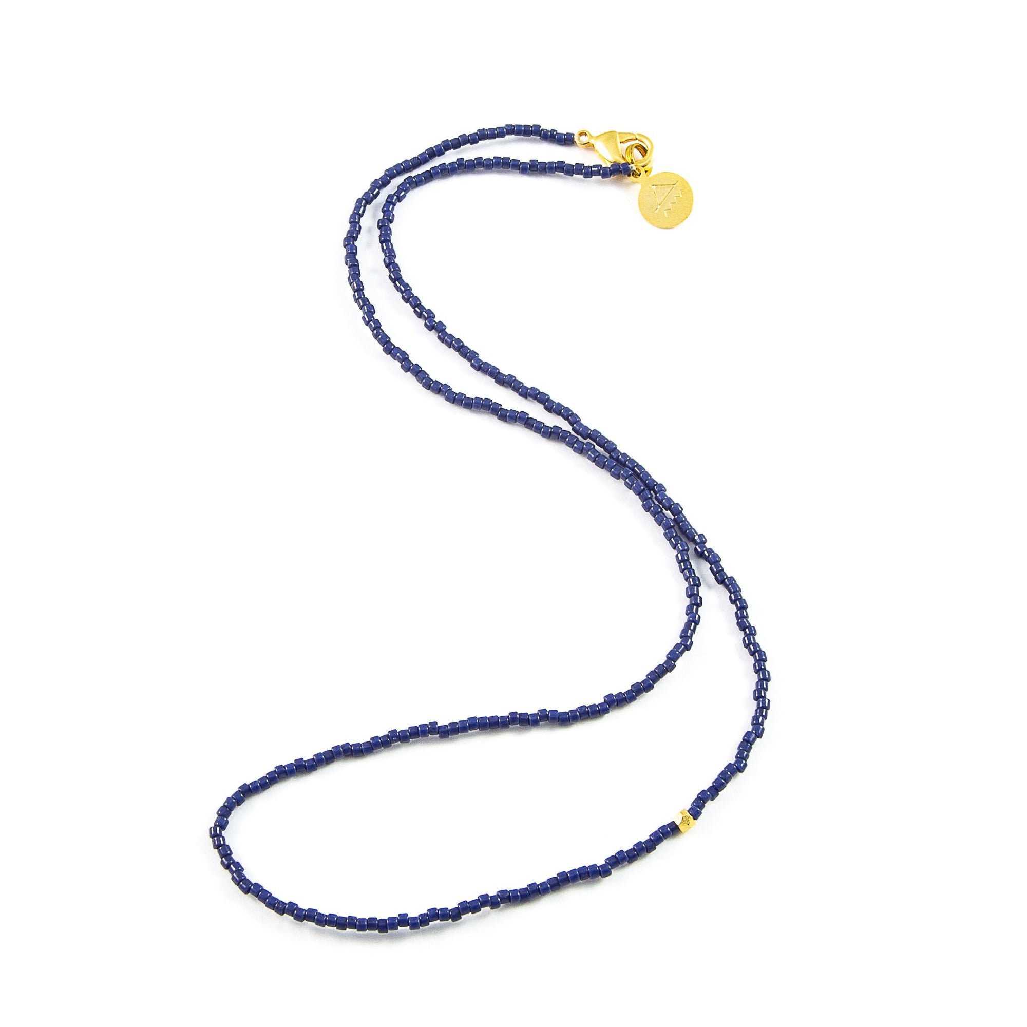 Navy One of a Kind Necklace in Gold