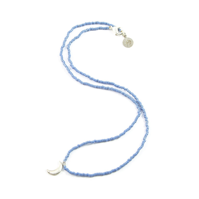 Denim Moon Tiny Charm Necklace in Silver