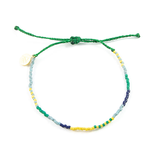 Fern Suflower & Blues Boho Beaded Bracelet
