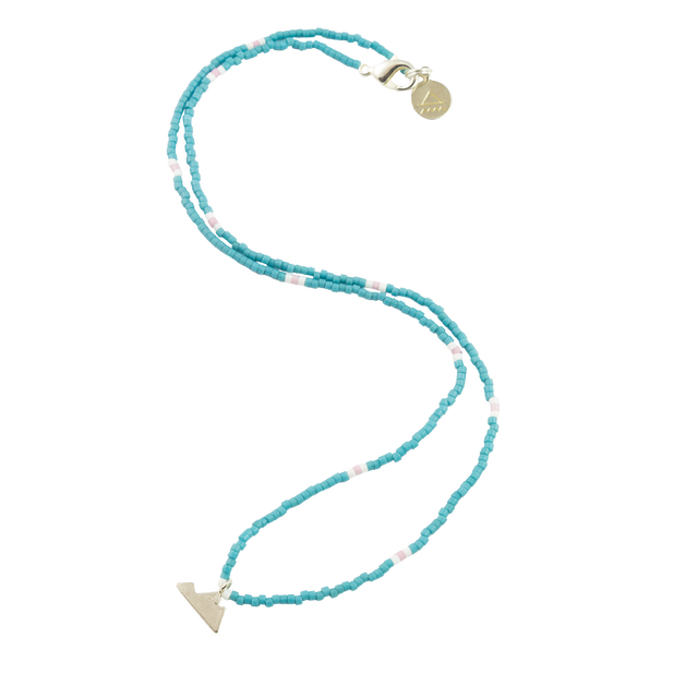 Turquoise & Plum Mountain Tiny Charm Necklace in Silver