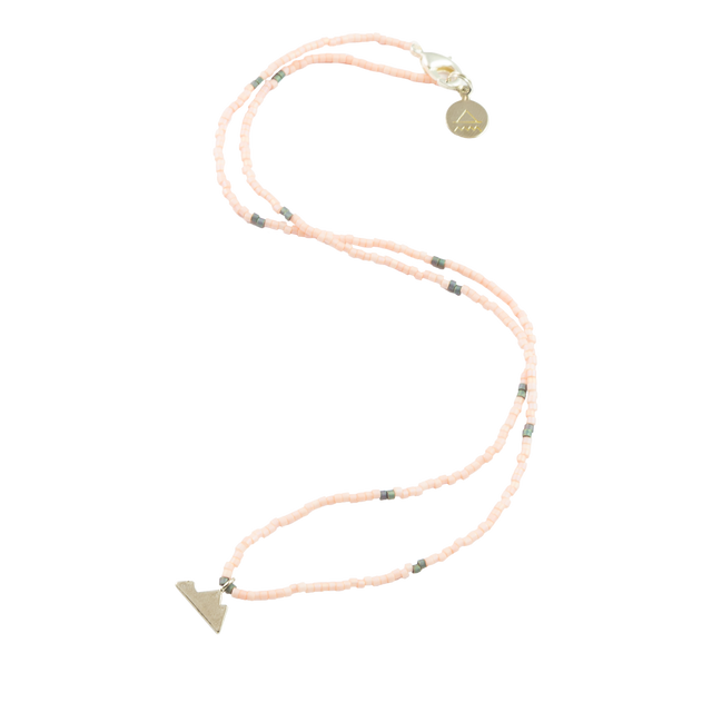 Coral & Denim Mountain Tiny Charm Necklace in Silver