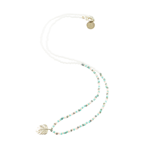 Desert Sunset Multi Palm Leaf Tiny Charm Necklace in Silver