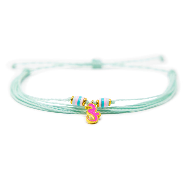 Bright Pink Seahorse Charm Anklet