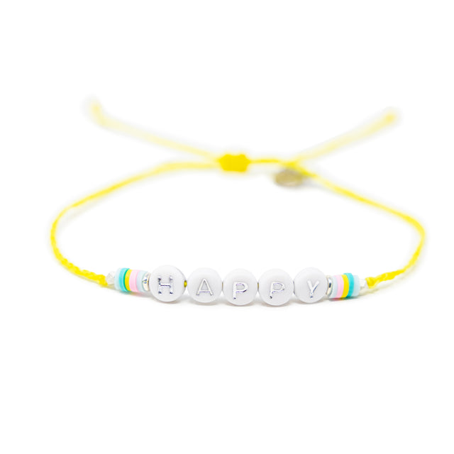Yellow HAPPY Wear Your Heart Anklet in Silver