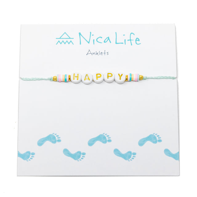Cucumber HAPPY Wear Your Heart Anklet in Gold