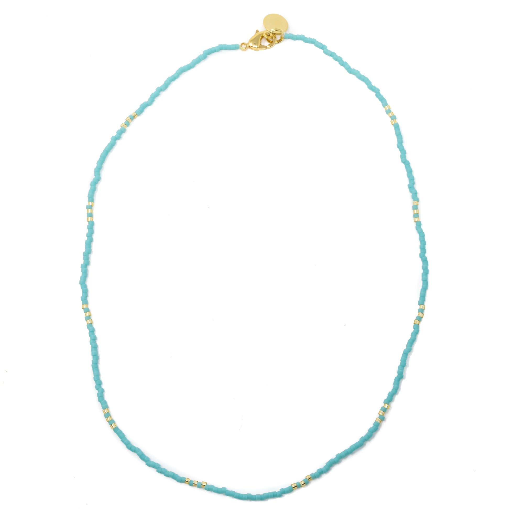Teal & Sparkle Gold Simple Statement Necklace