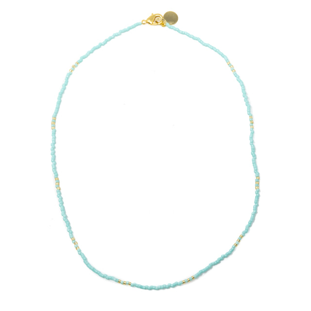 Seafoam & Sparkle Gold Simple Statement Necklace