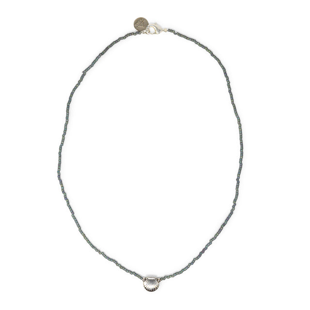 Denim & Silver Shell Necklace