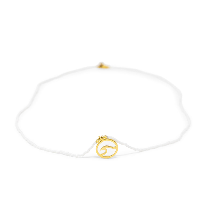 White & Gold Wave Charm
