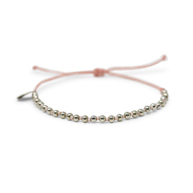 Coral & Silver Bead Alternating Bracelet