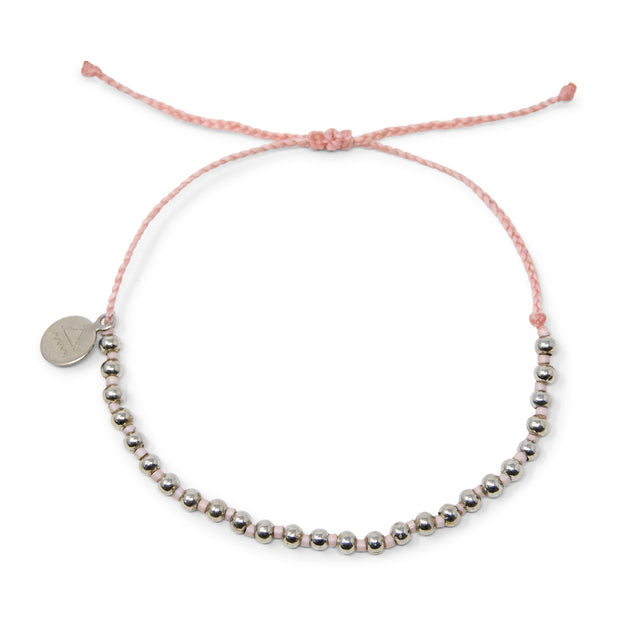 Coral & Silver Bead Alternating Bracelet