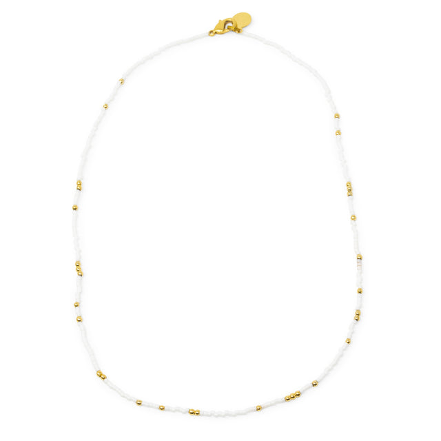 White & Gold Bead Necklace