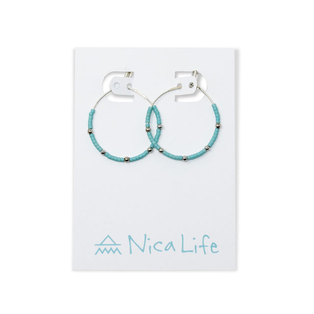 Teal & Silver Hoops