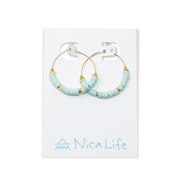 Cali Surfer Aqua & Gold Hoops