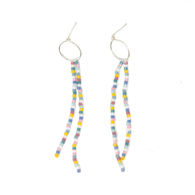 Wildflower Meadow - Surfer Dangles,Wildflower Colors in Silver