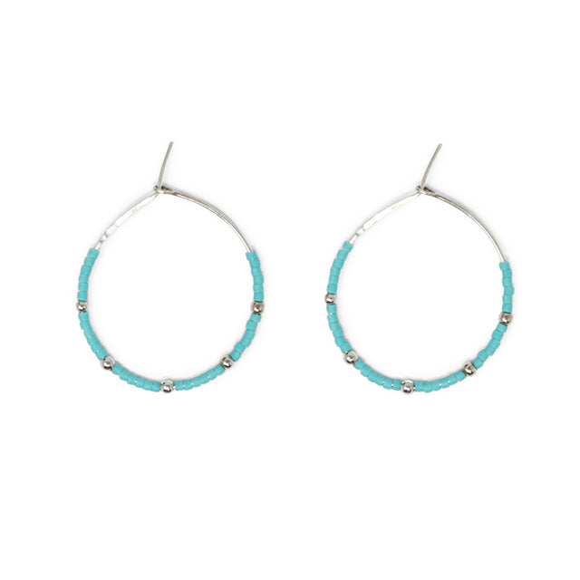 Teal & Silver Hoops