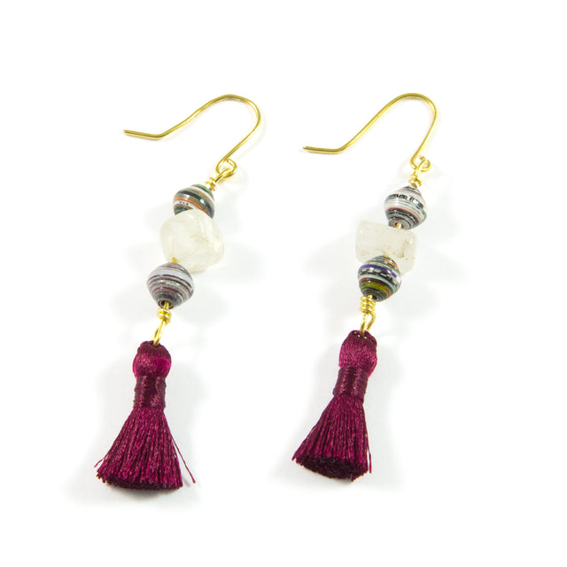 Burgundy Tassel Earrings