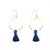 Blues w/ Navy Hoop Tassel Earrings in Gold